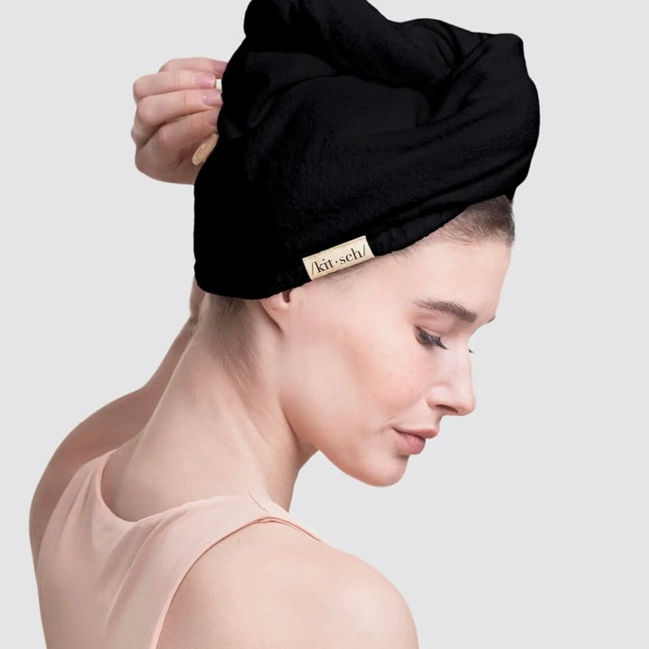 Black Quick Dry Hair Towel