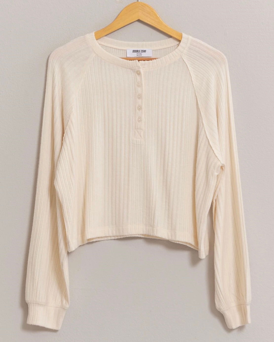 Cream Ribbed Henley - The Swanky Shack