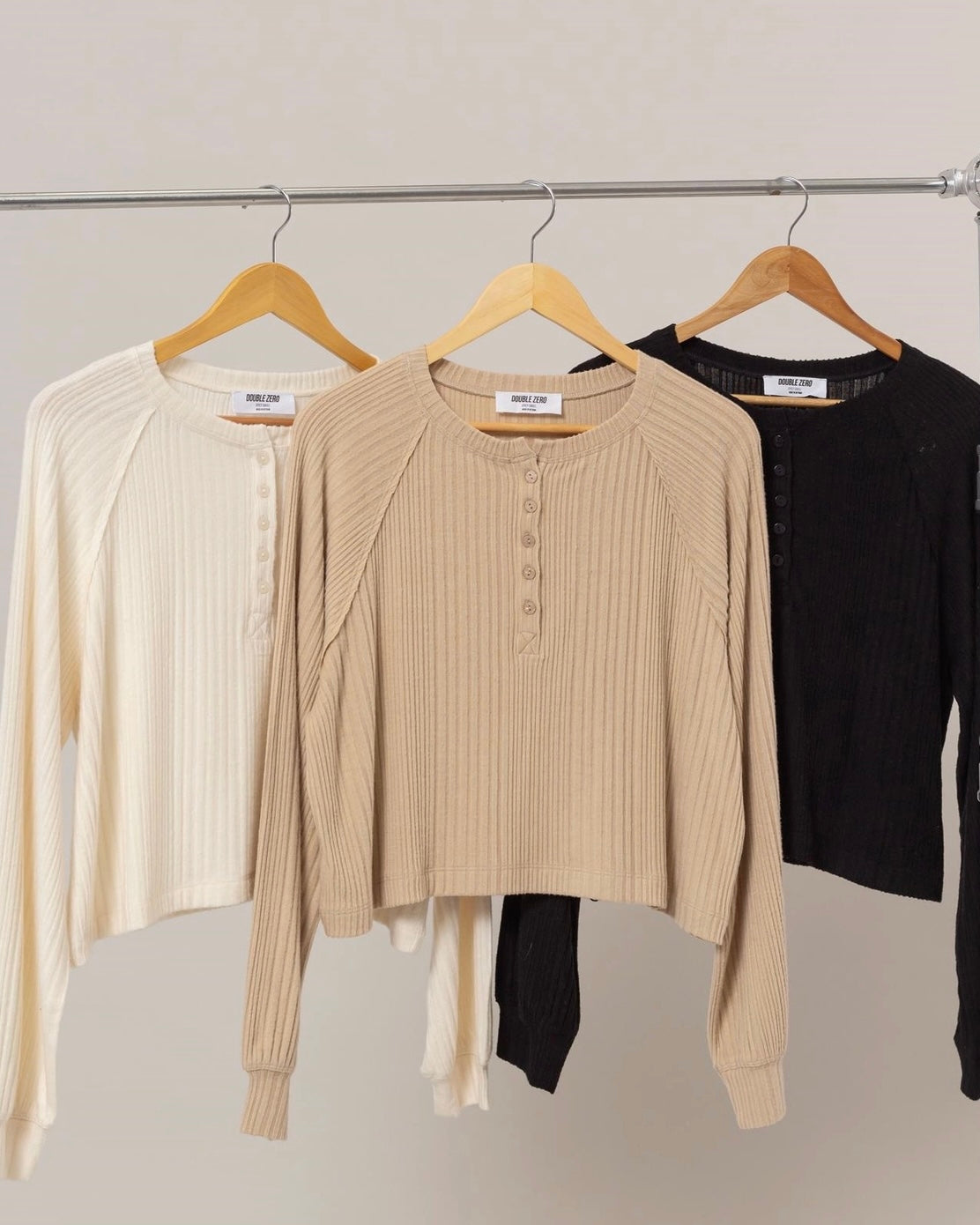 Taupe Ribbed Henley - The Swanky Shack