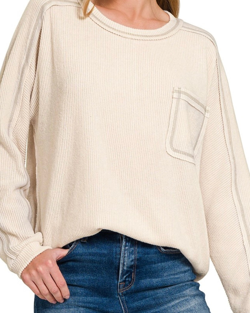 Ribbed Pocket Sand Shirt - The Swanky Shack