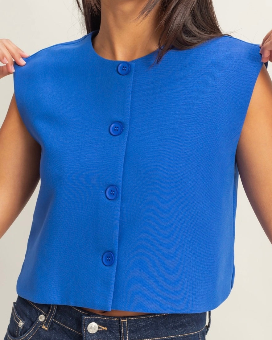 Cobalt Button Vest