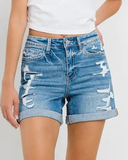 Double Cuffed Distressed Short
