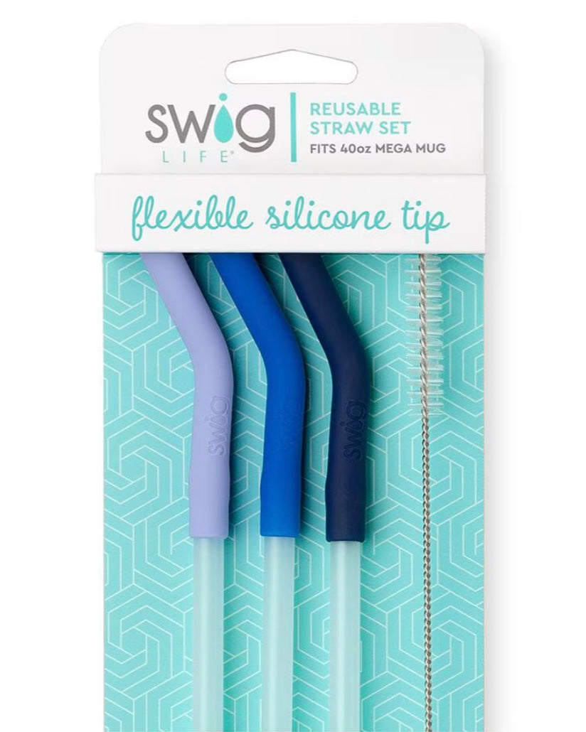 Hydrangea/ Blue/ Navy Straw Set