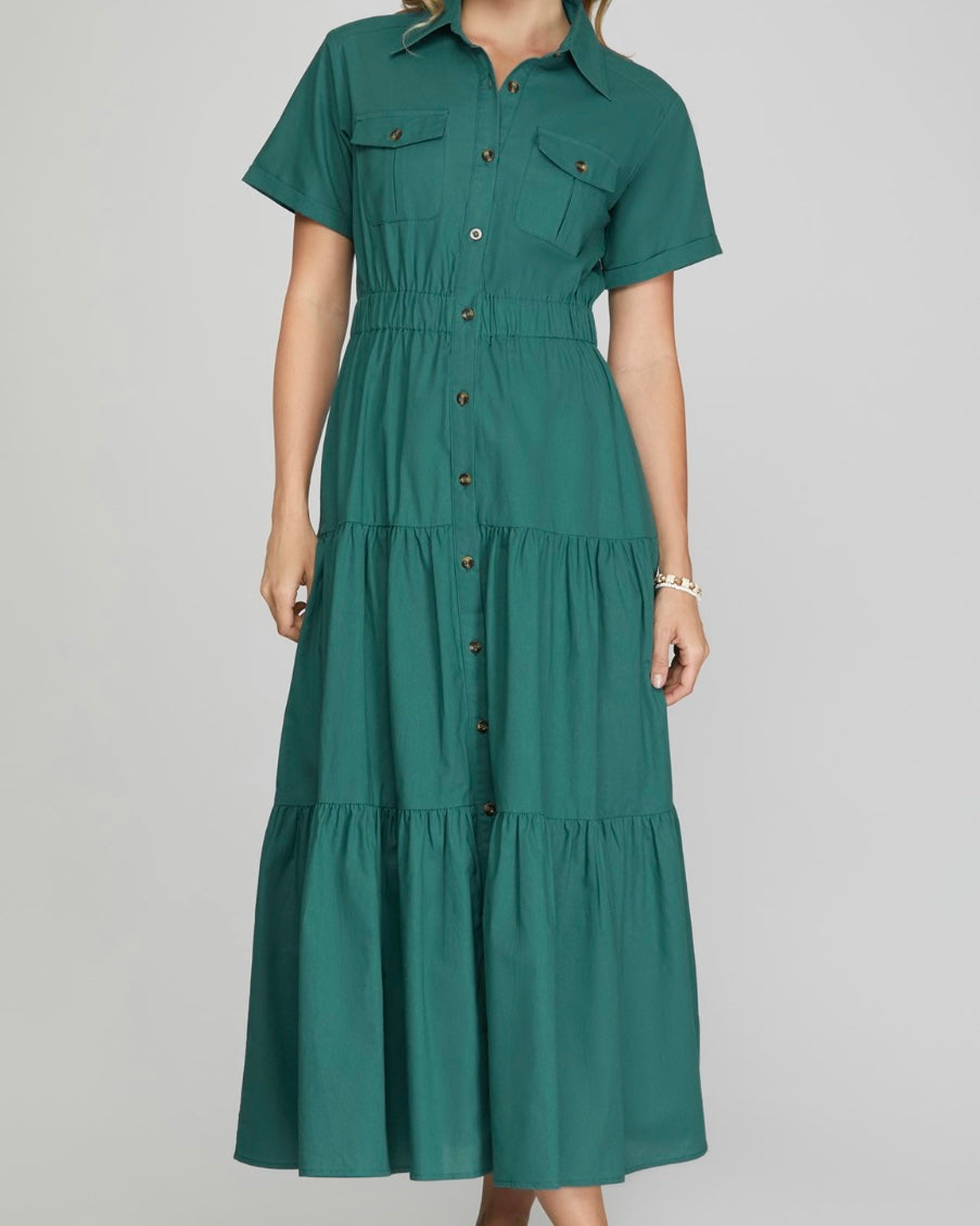 Sarah Teal Tiered Maxi Dress
