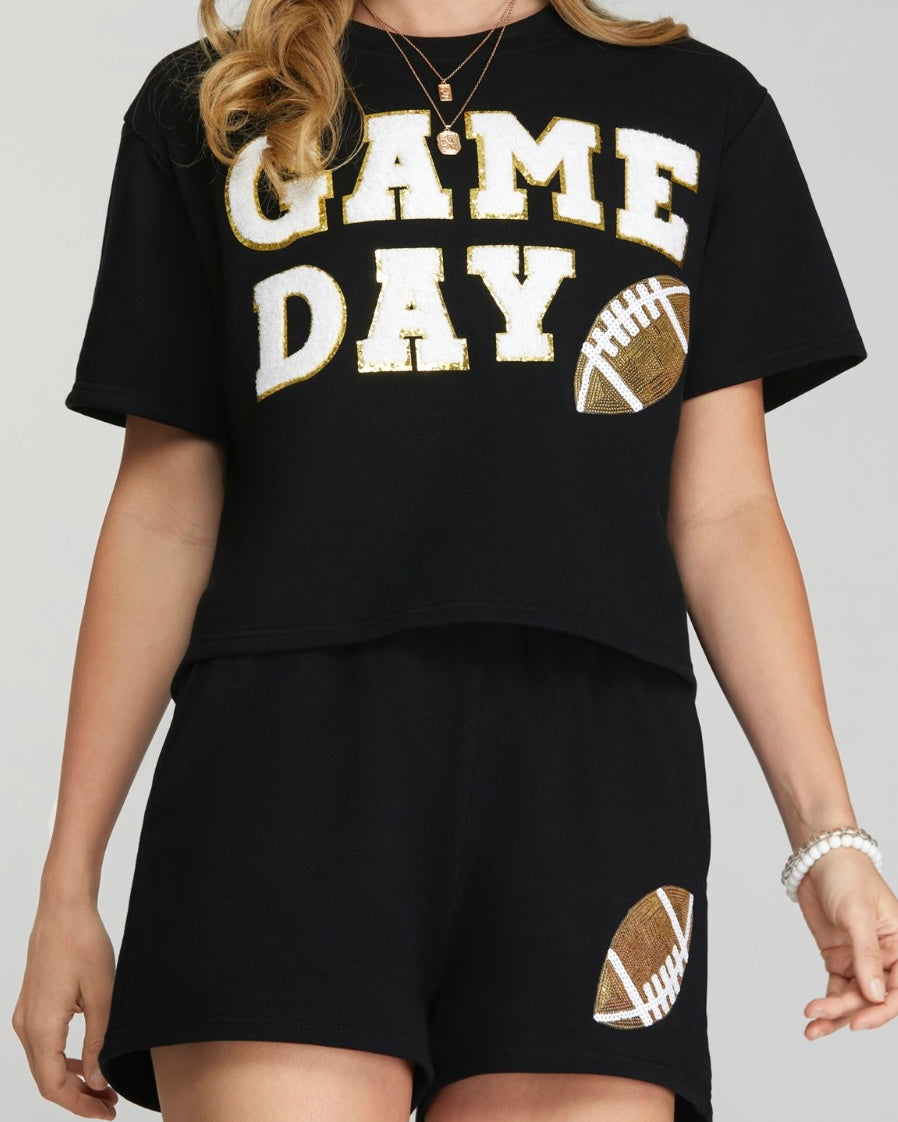 Black Football Patch Tee