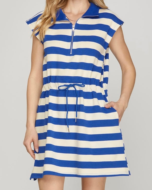 Claire Royal Stripe Mini Dress