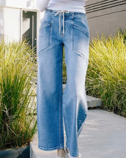Katie Drawstring Barrel Jean