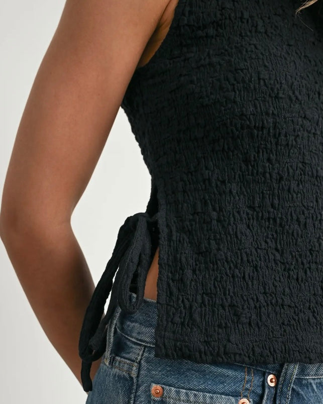 Crimson Texture Tie-Top