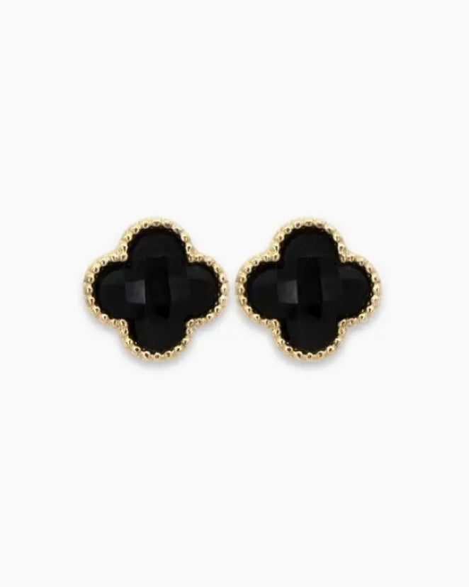Black & Gold Quatrefoil Stud