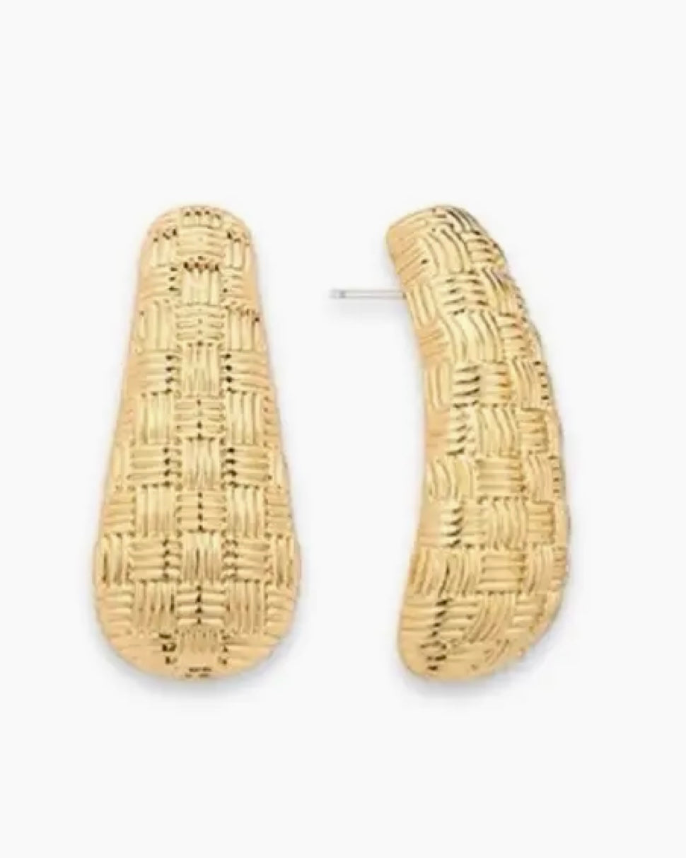 Gold Textured Drop Earring