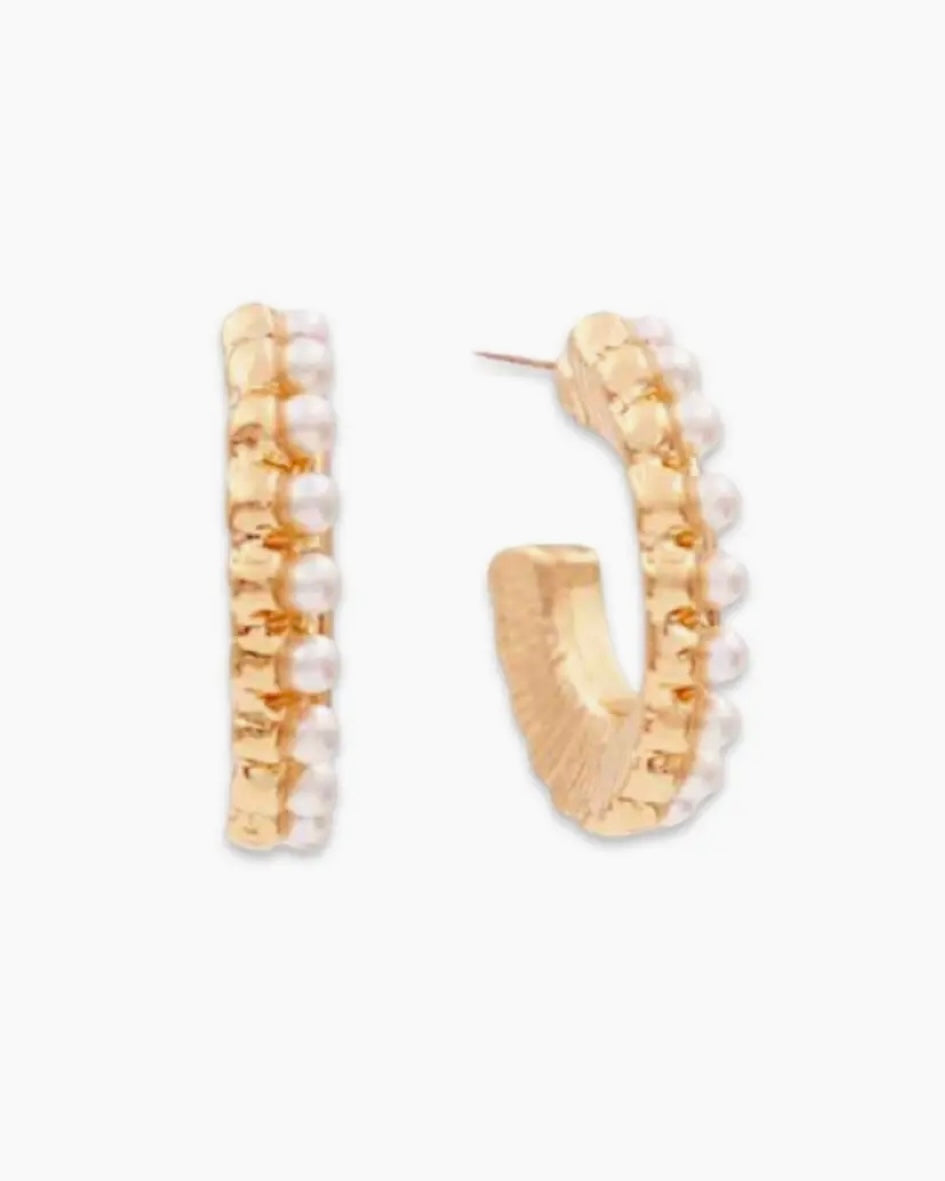 Pearl Huggie Hoop