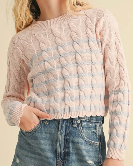 Cable Knit Cropped Sweater
