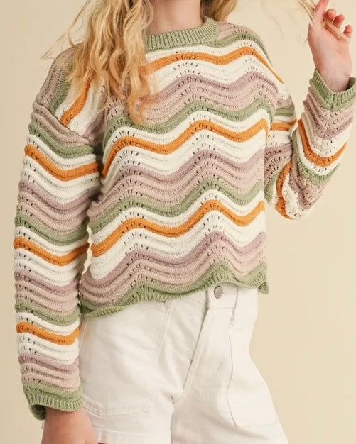 Wavy Ribbed Sweater