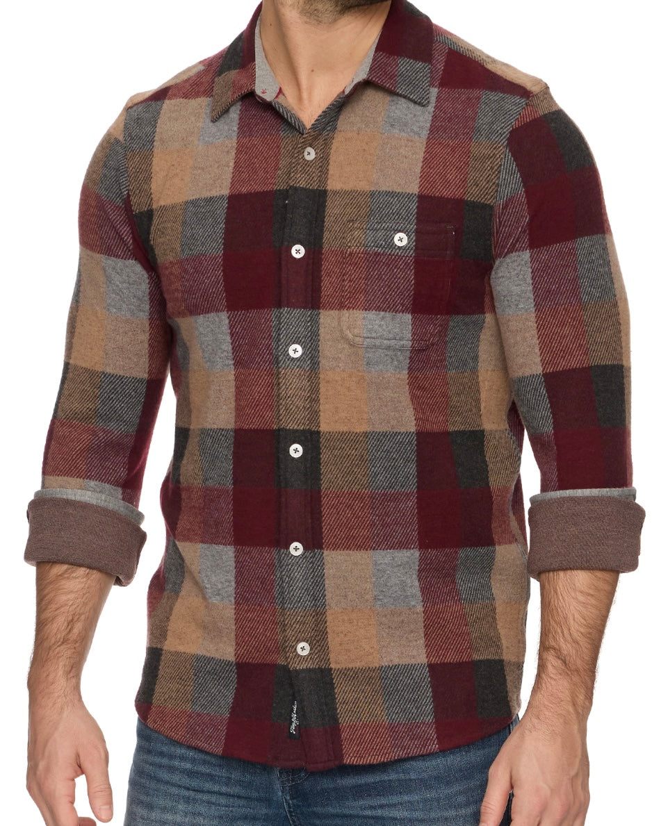 Hero Maroon Plaid Knit Flannel
