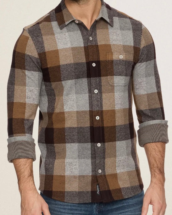 Hero Brown Plaid Knit Flannel