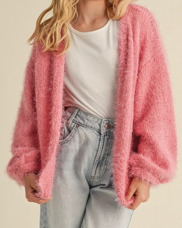 Pink Billow Sleeve Cardigan