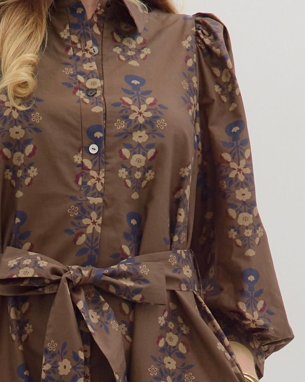 Brown Botanical Dress