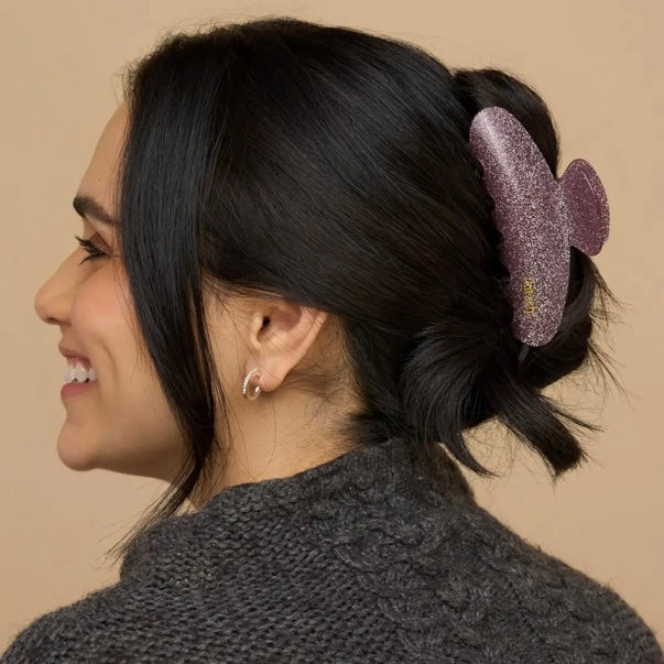 Holiday Pink Glitter Claw Clip