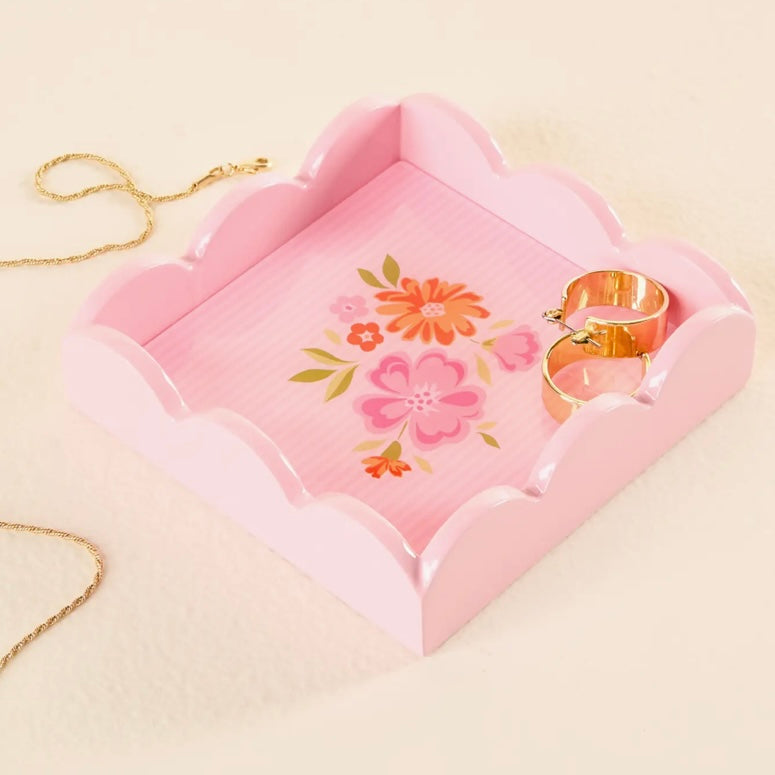 Dainty Pink Floral Trinket Tray - The Swanky Shack