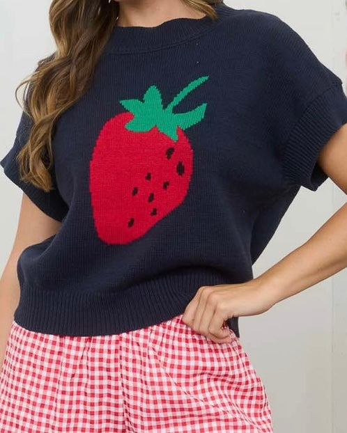 Strawberry Sweater Top - The Swanky Shack