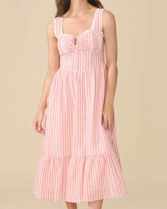 Virginia MIDI Dress Pink Plaid / M Virginia MIDI Dress Pink Plaid / M