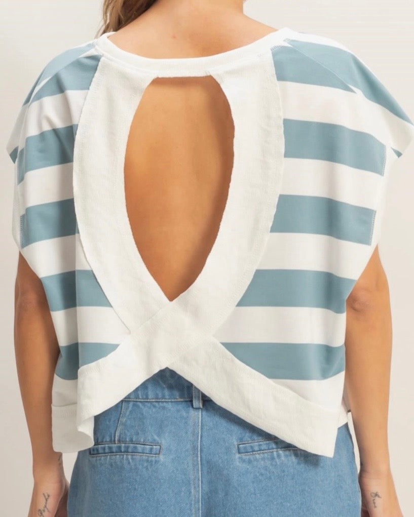 Blue Stripe Boxy Top - The Swanky Shack