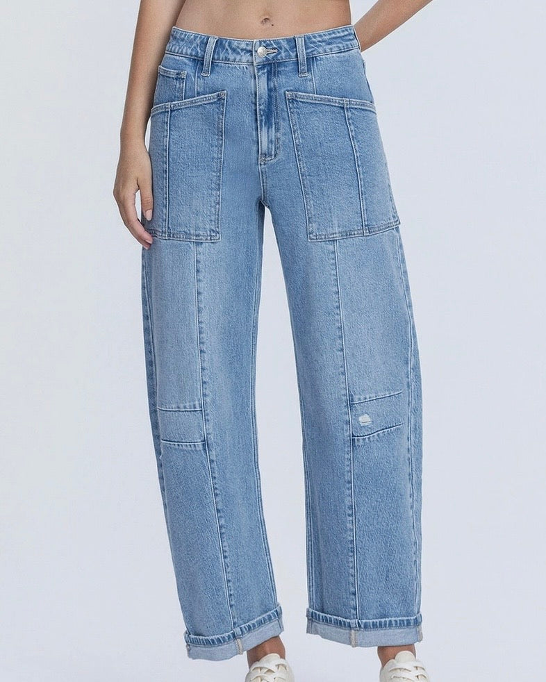 Patch Pocket Barrel Jean - The Swanky Shack