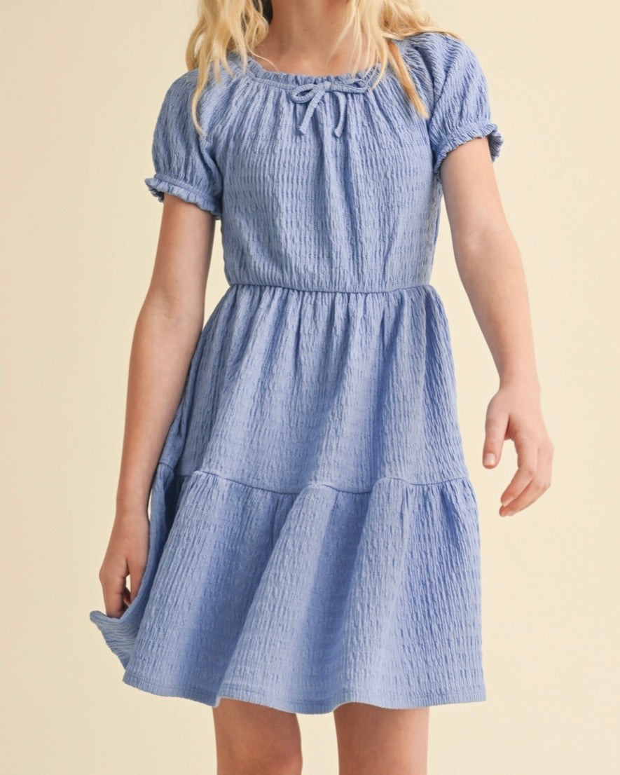 Girl’s Blue Tiered Dress - The Swanky Shack