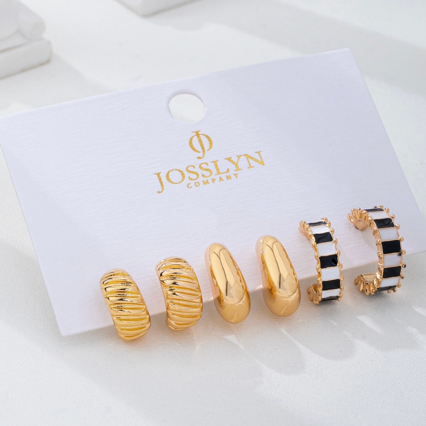 Checker Textured Trio Earring