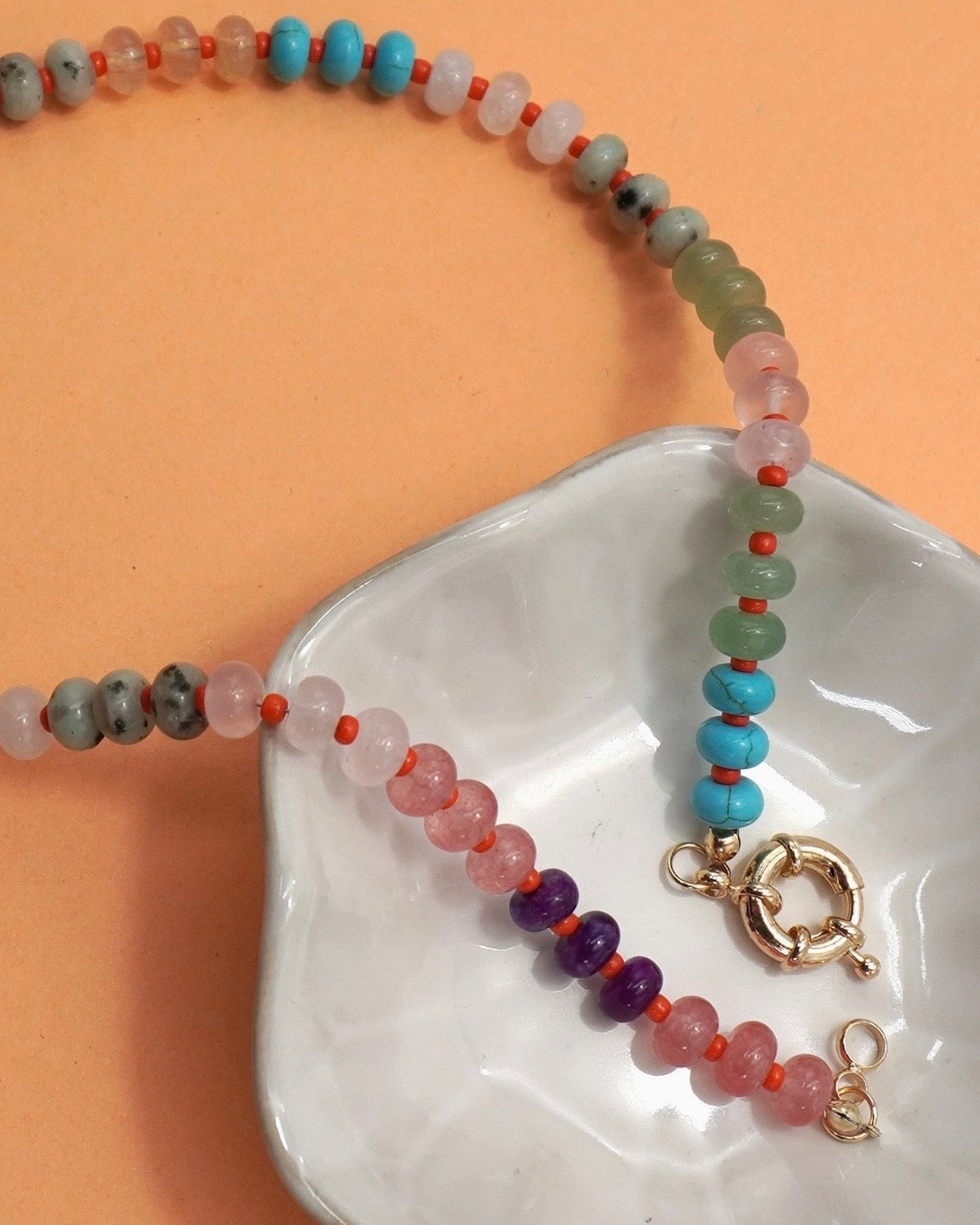 Natural Stone Multi Bead Necklace