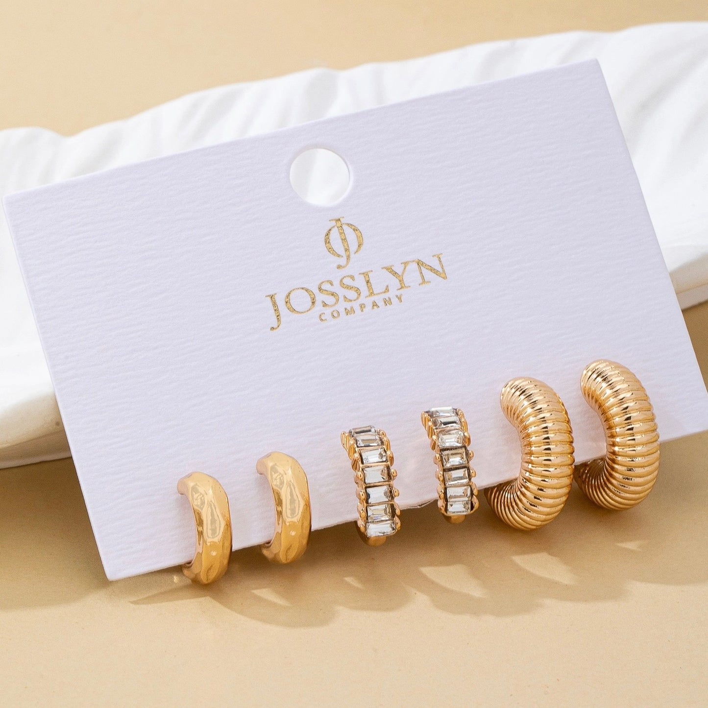 Rhinestone Textured Trio Earring - The Swanky Shack
