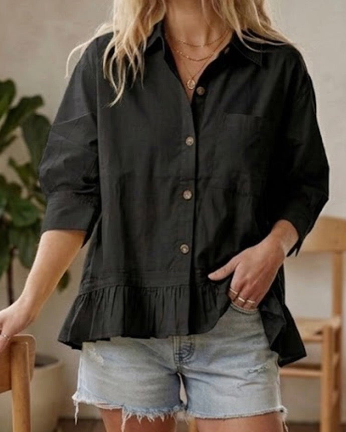 Black Poplin Shirt - The Swanky Shack