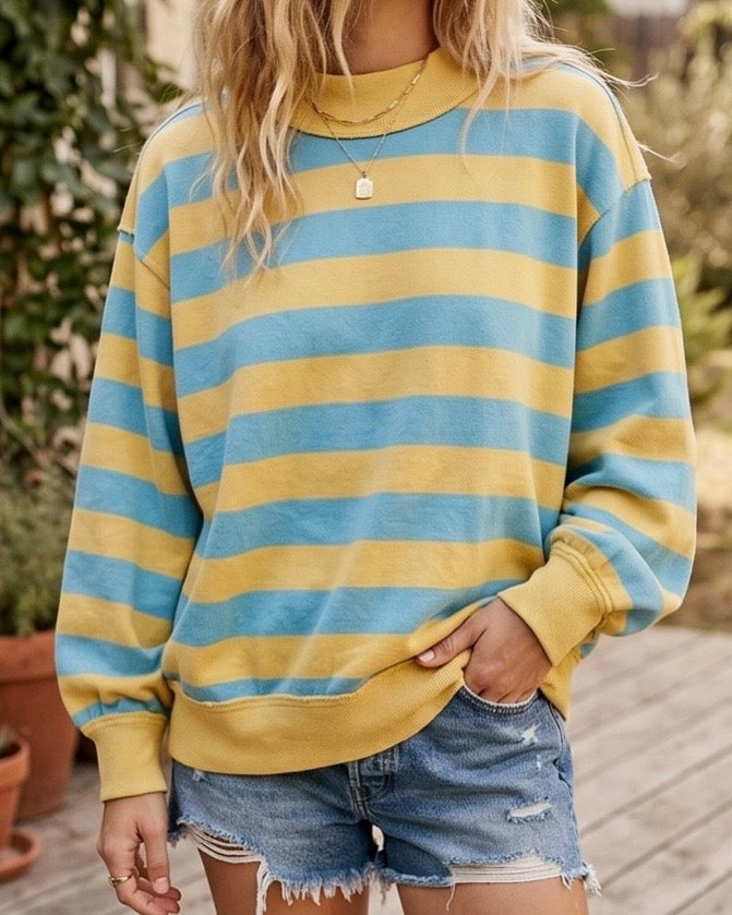Honey/Teal Stripe Pullover
