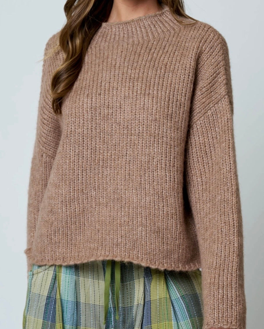 Mock Neck Oversized Mocha Sweater