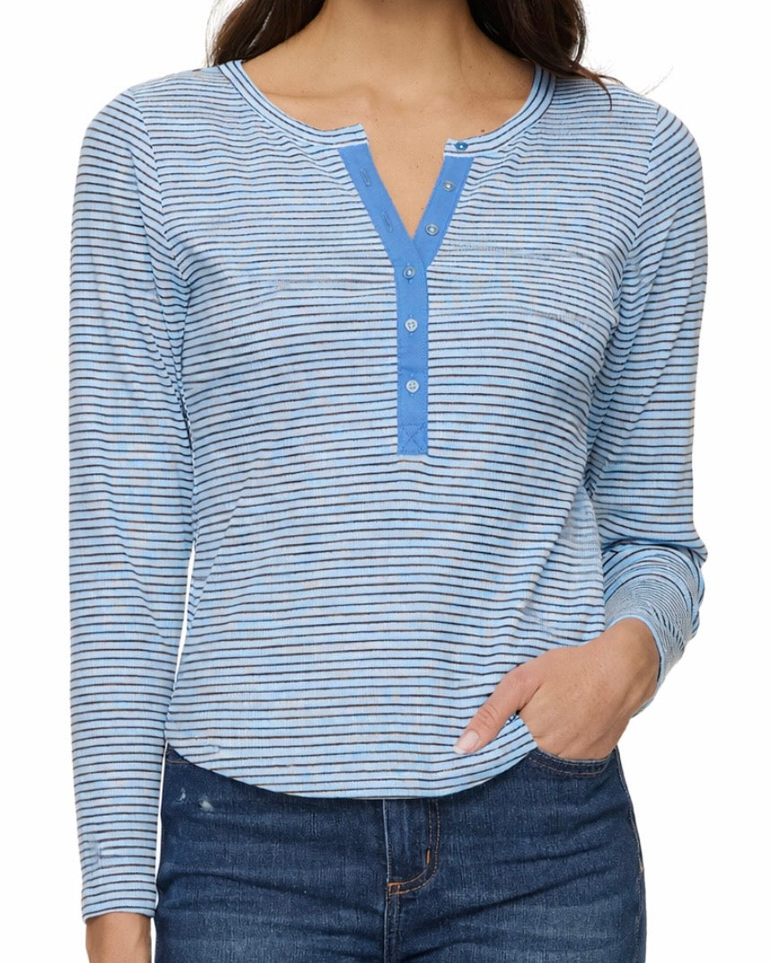 Denning Stripe Henley - The Swanky Shack