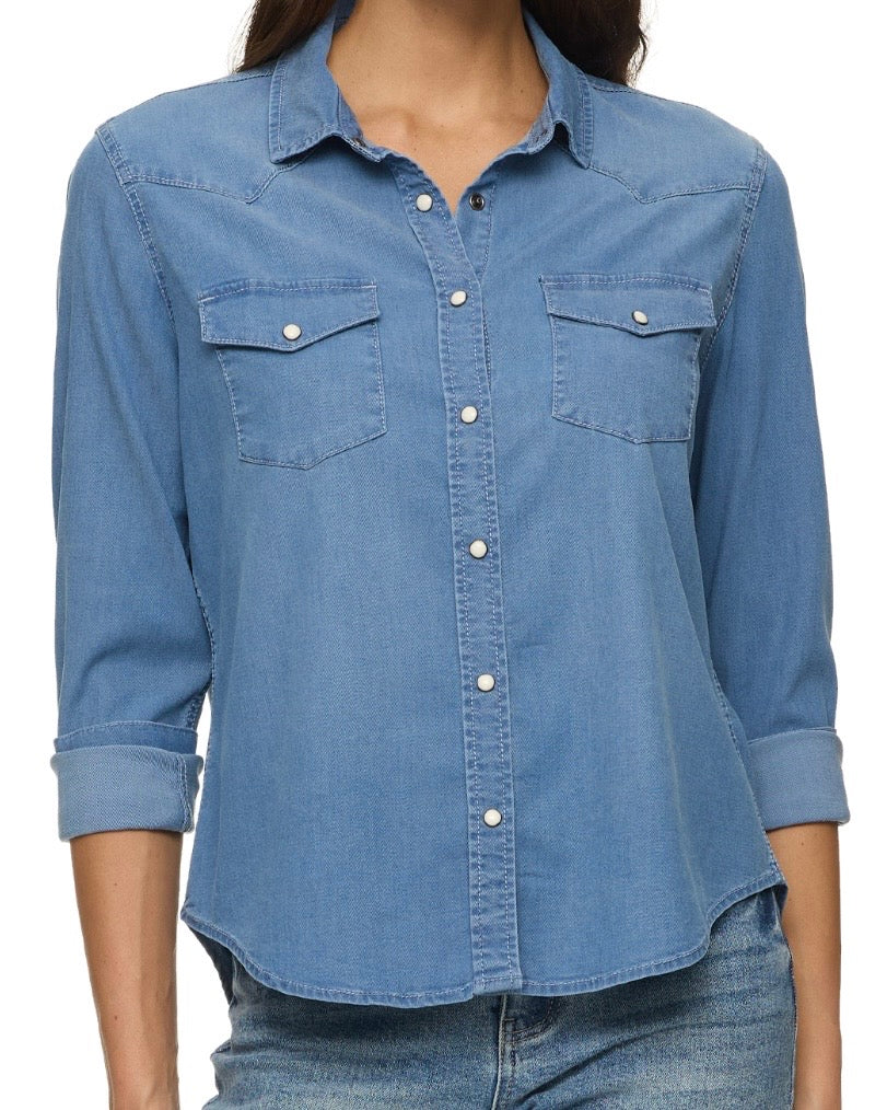 Magnolia Western Denim Shirt - The Swanky Shack