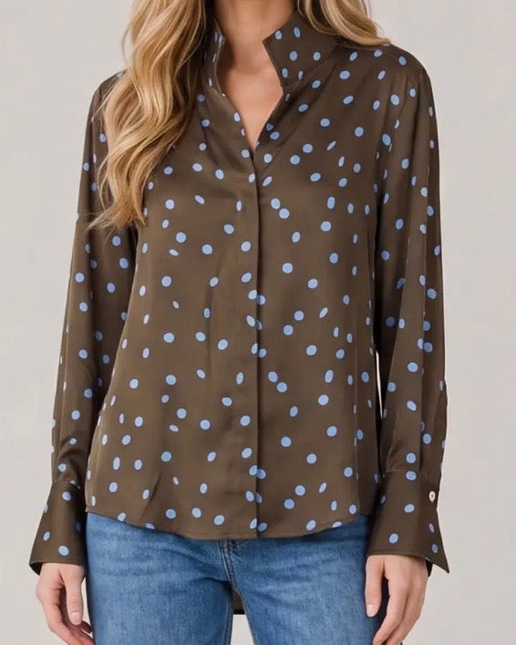 Brown Polka Dot Blouse - The Swanky Shack