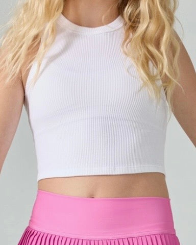 Girls White Cropped Tank Top - The Swanky Shack