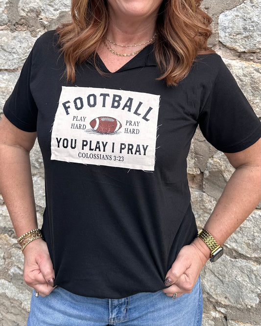 Football Patch V-Neck Tee