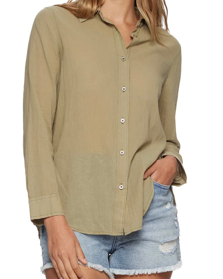 Marne Sage Split Back Shirt