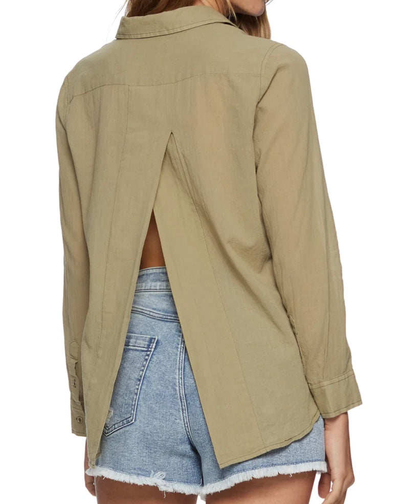 Marne Sage Split Back Shirt