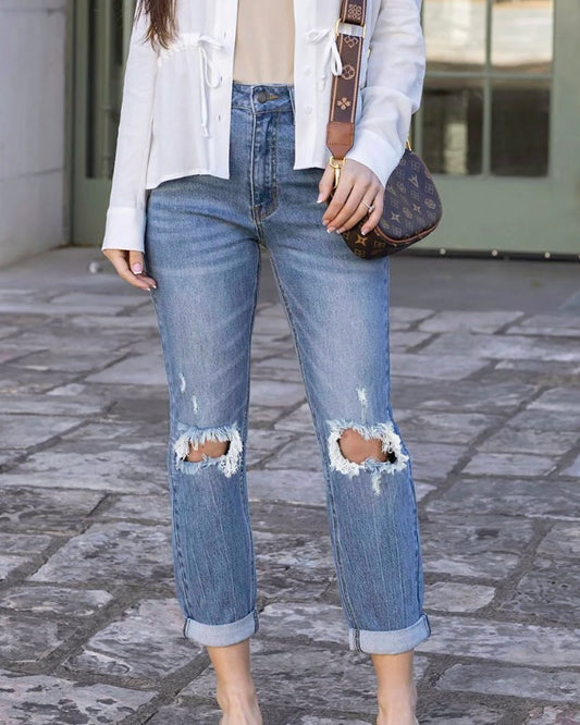 Distressed Girlfriend Jeans