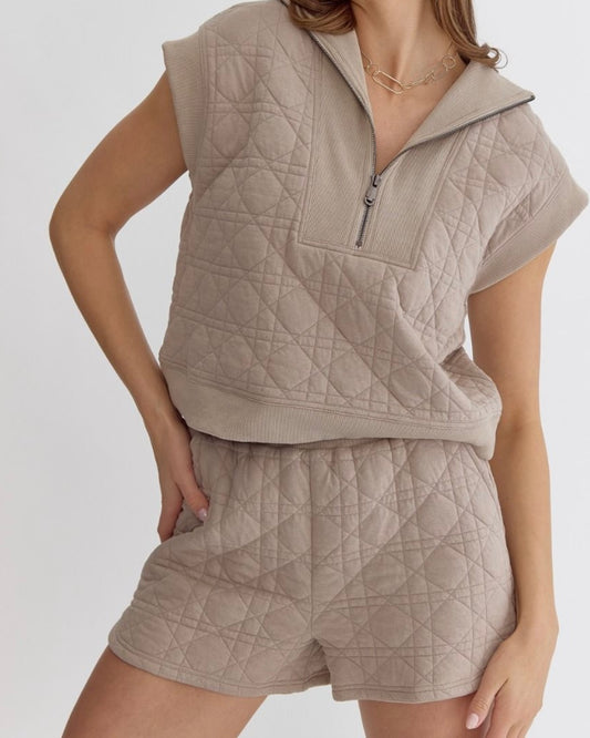 Tina Zip Taupe Top - The Swanky Shack