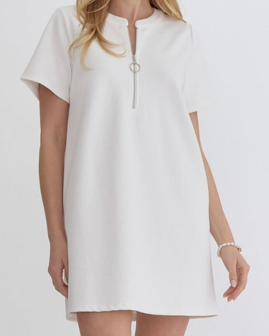 White Zipper Dress