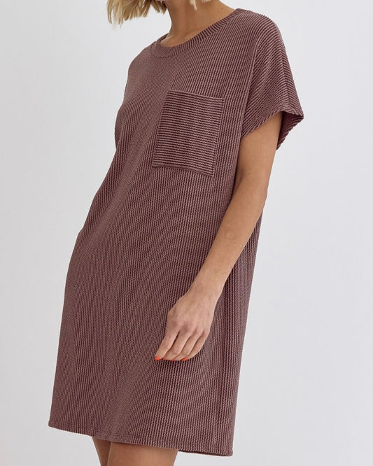 Ribbed Peppercorn T-Shirt Dress