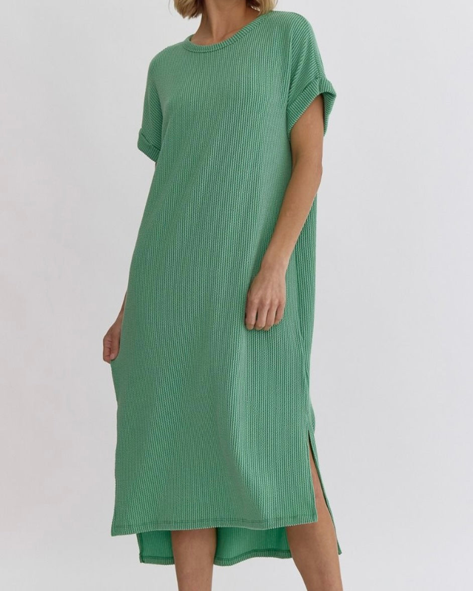 Rebecca Ribbed Green Dress