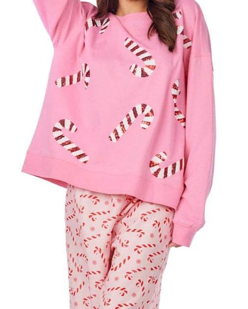 Pink Candy Cane Pajama Pants