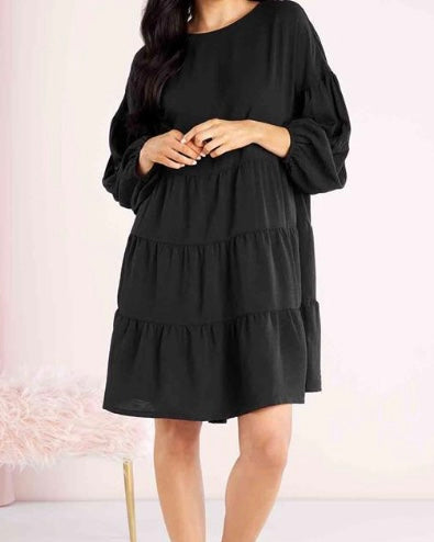 Dallas Black Tiered Dress