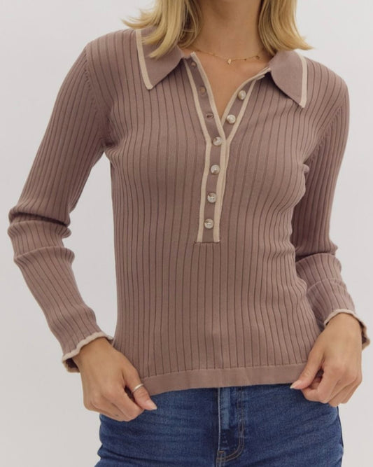 Kennedy Mocha Ribbed Shirt