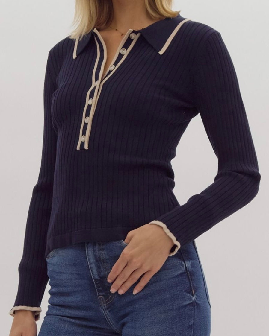 Kennedy Navy Ribbed Shirt